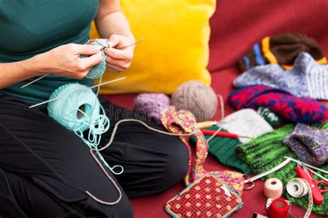 Knitting Woman Stock Photo Image Of Dressmaker Material 12145700