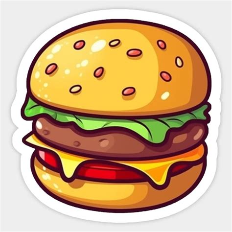 Cute Cartoon Cheeseburger Burger Sticker Teepublic
