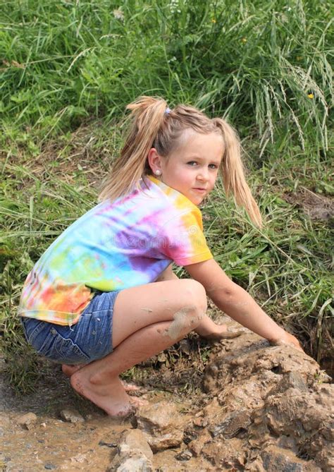 Nasty Girl Playing In Mud Stock Image Image Of Happyness 31487757