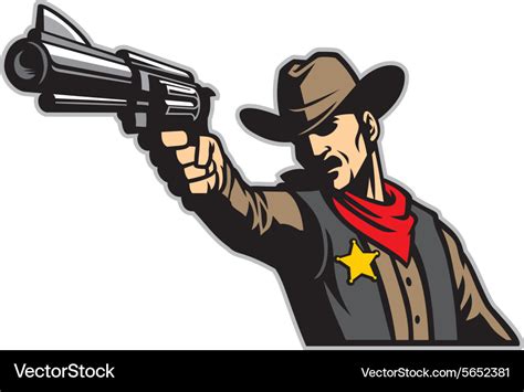 Cowboy Aiming The Gun Royalty Free Vector Image