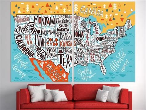 United States Print United States Map America Map Usa Map Wall Art