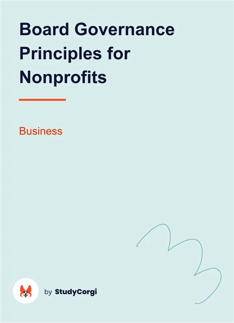 Board Governance Principles For Nonprofits Free Essay Example