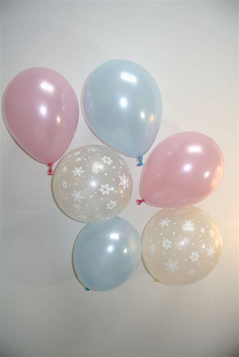 Blue Pink And Snowflake Balloons Winter Onederland First Birthday