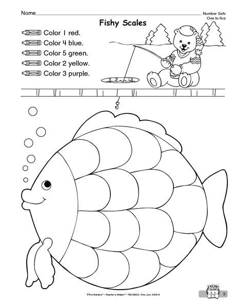 Math Worksheet Making Sets To 5 The Mailbox Rainbow Fish Activities
