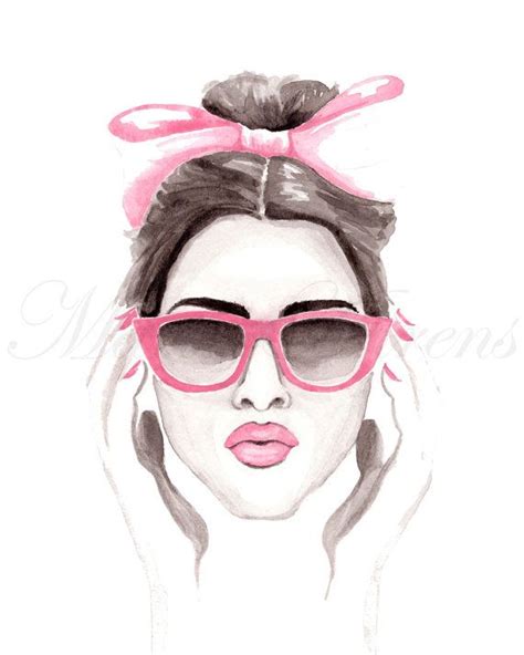 Pink Lady Fashion Illustration Print Watercolor Print Etsy Fashion