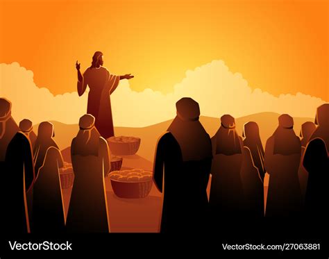 Jesus Feeds Five Thousand Royalty Free Vector Image