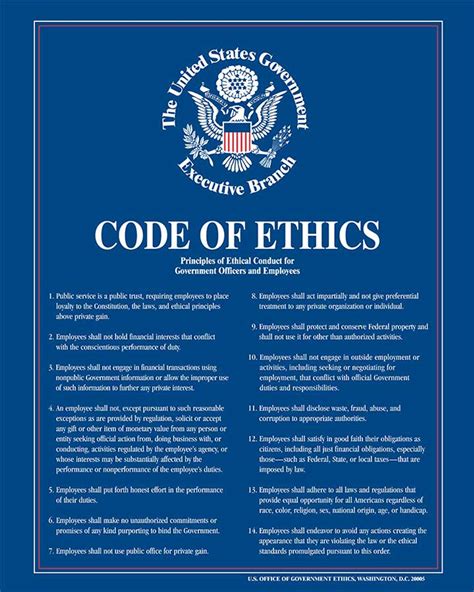 Code Of Ethics For Government Services Poster Labor Law Compliance Center