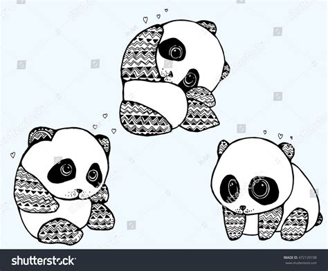 Set Cheerful Pandas Set Cute Pandas Stock Vector Royalty Free 472129198