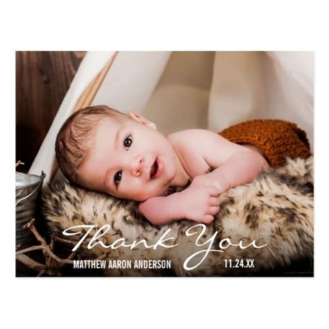 Thank You New Baby Photo Announcement Postcard Bw Zazzle Com Baby