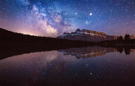 Wallpaper The Sky Water Stars Reflection Night Mountain The Milky