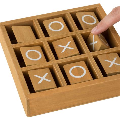 Hey Play Tic Tac Toe Small Wooden Travel Game With Fixed Spinning