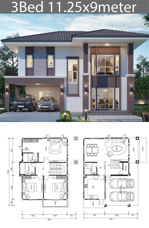 21 Denah Rumah 2 Lantai Lengkap Dengan Tampak Rumah Desain 2023