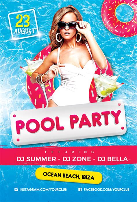 Summer Pool Party Flyer Psd Template For Summer And Beach Parties
