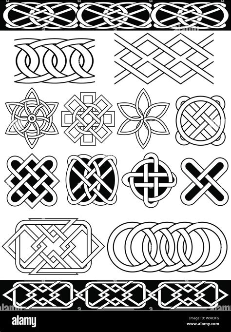 Set Vector Celtic Patterns Isolated Over White Stock Vector Image