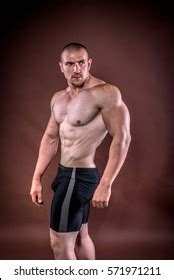 Naked Bodybuilder Posing Studio Shutterstock