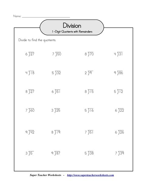Multi Digit Division Worksheets