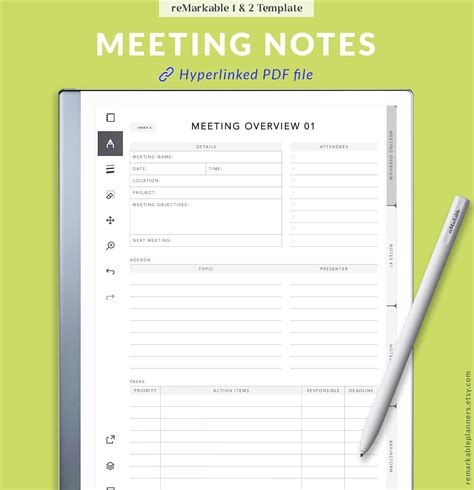 Remarkable Meeting Notes Digital Work Organizer Business Etsy