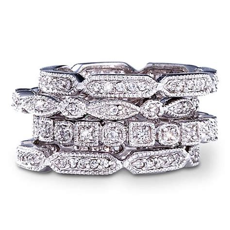 Susanbdesigns Sterling Silver Cubic Zirconia 4 Piece Stack Ring Set