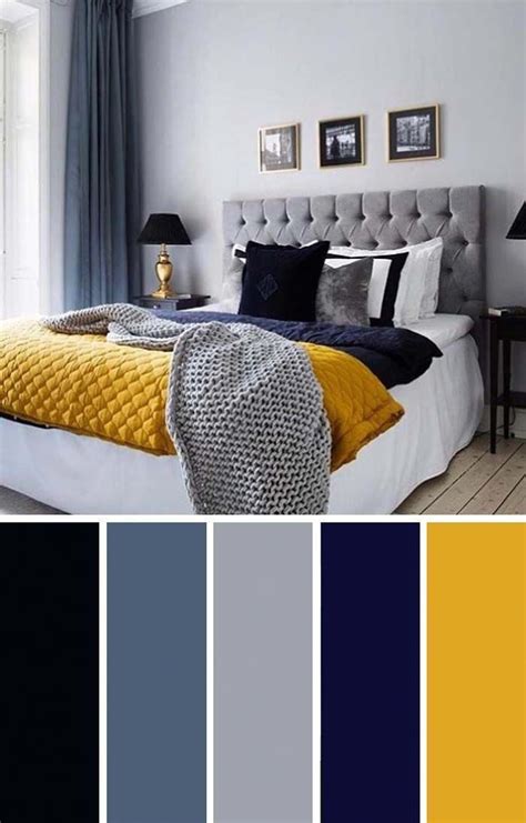 Navy Grey And Yellow Bedroom Hustlerinspire