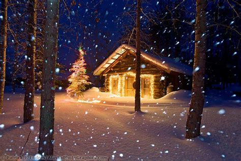 Winter Scene Of Heavy Falling Snow And A Historic Log