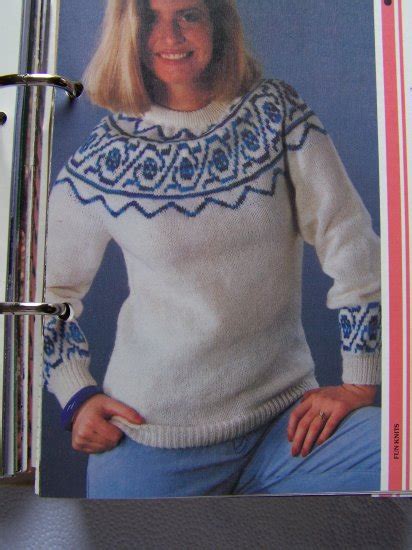 Vintage Knitting Pattern Ladies Sweater Design On Yoke And Cuffs Usa 1