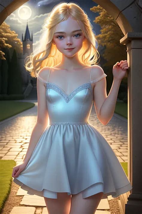 Dopamine Girl Aurora Bowing A Mini Dress Elle Fanning Face Blonde