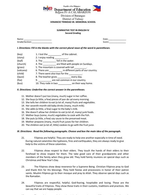 Summative Test No 2 2nd Grading