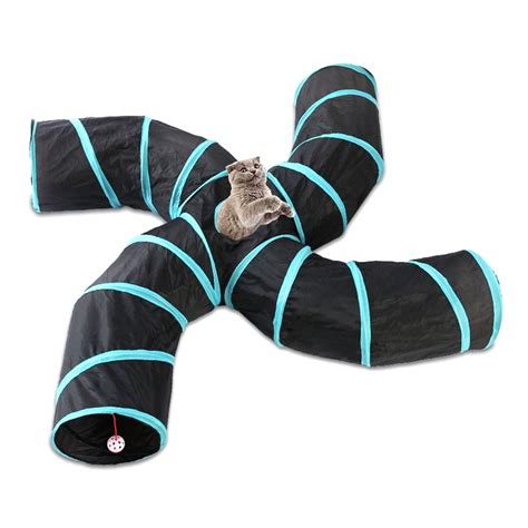 Indoor Cat Tunnel 4 Way Pet Play Tunnel Collapsible Tunnel Tube Kitty