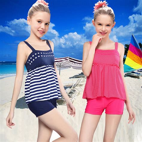 European Style Hot Sale Beautiful Young Girls Tankini Swimwear 8 14year
