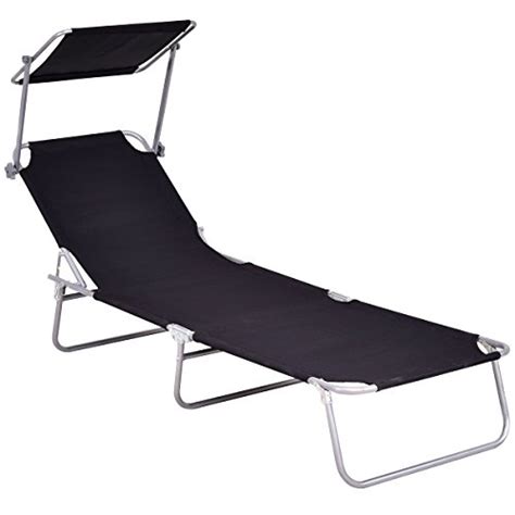 Giantex Folding Lounge Chair Relaxer Bed With Sun Shade Outdoor