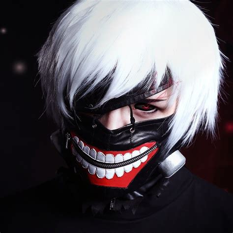 This mask is not intended for medical use and is not considered personal protective equipment. MCOSER Hot Tokyo Ghoul Kaneki Ken 30CM Slivery Grey Hair ...
