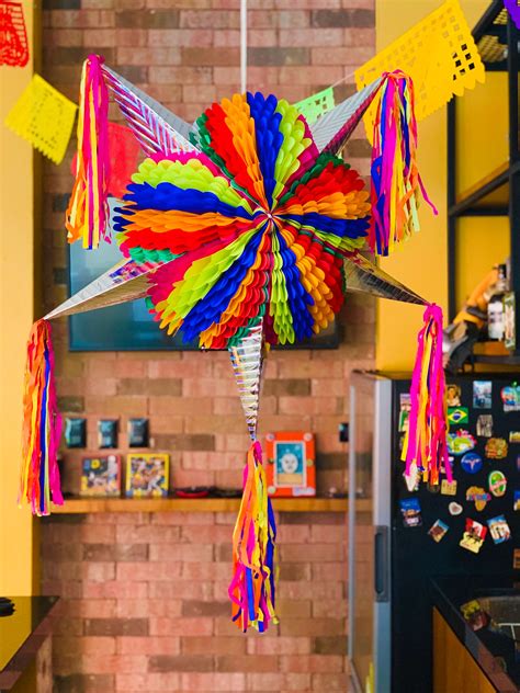 Mexican Star Piñata Jumbo Rainbow Colorful Foldable And Festive For