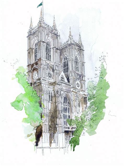 Original Watercolor Westminster Abbey London