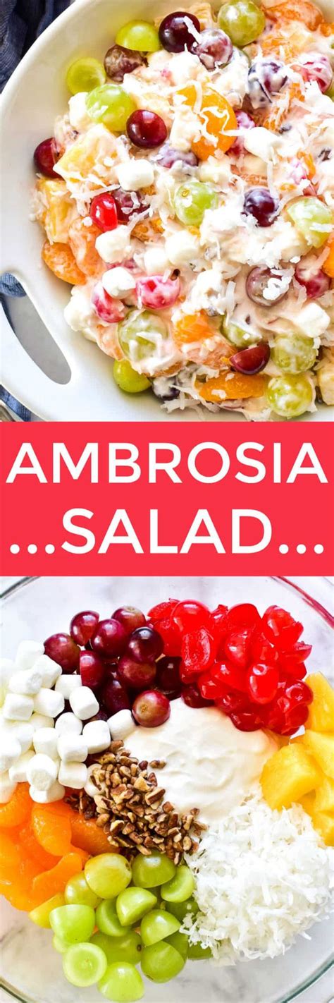 But ambrosia is a fruit salad. you can get away with telling yourself that you're eating healthy. Ambrosia Salad | Recipe | Ambrosia salad, Fruit salad ...