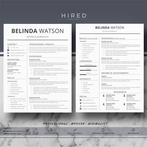 Professional Resume Cv Template Modern Resume Cv For Word And Pages