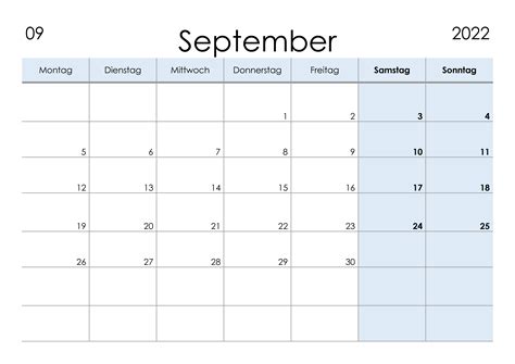 Kalender September 2022 Kleine Ziffern Im Querformat Kalendersu