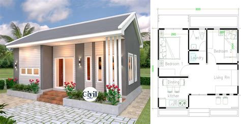 Small House Design Plans 86 With 2 Bedrooms Gable Roof Engineering