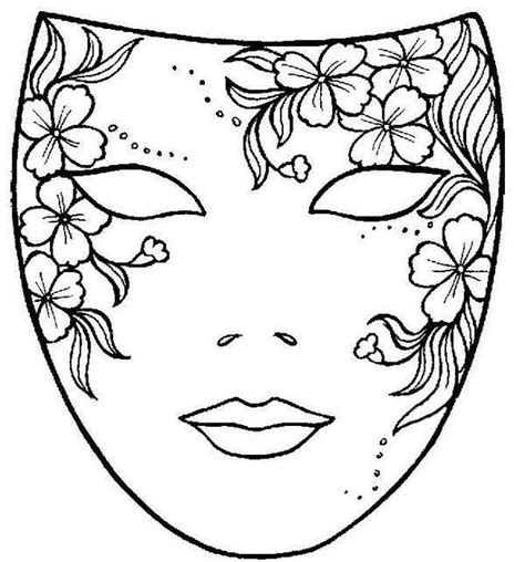 Dibujo Máscara de Carnaval con Flores Mascaras para pintar Mascaras