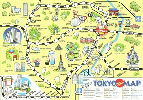 Karte Von Tokio Touristisch Sehenswürdigkeiten Und Denkmäler Von Tokio