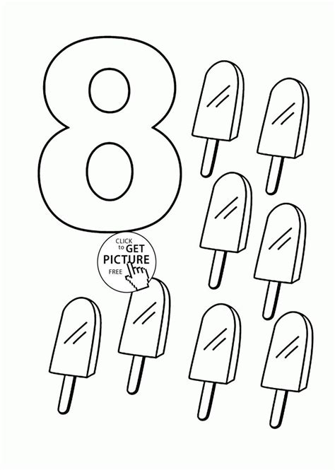 Number 8 Coloring Pages For Kids Counting Sheets Printables Free