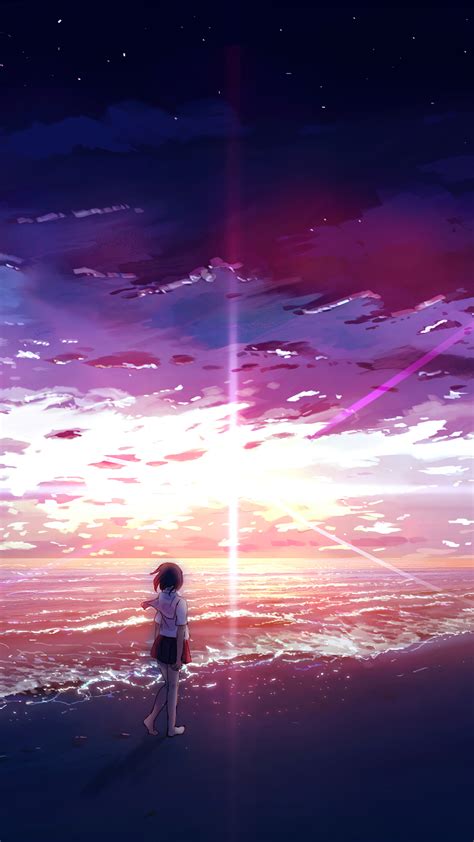 Beach Waves Sunrise Anime 4k 4810f Wallpaper Iphone Phone