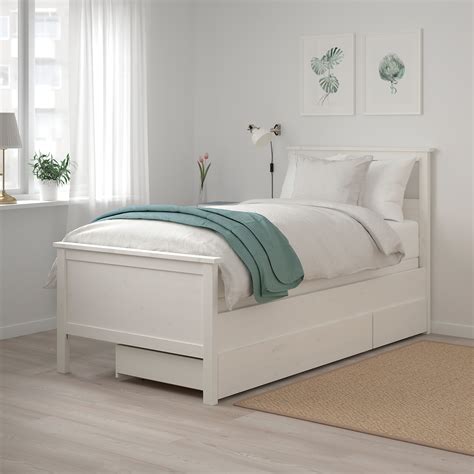 Hemnes Bed Frame With 2 Storage Boxes White Stainespevär Ikea