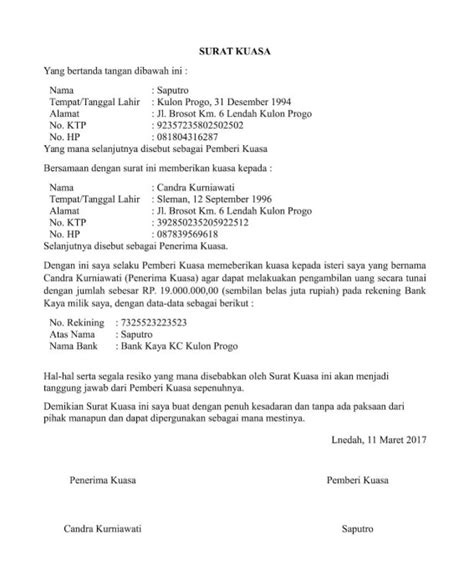 Contoh surat kuasa pengambilan uang di bank. Contoh Surat Kuasa Pengambilan Uang di Bank + Download