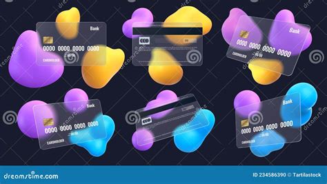Realistic Credit Card Mockup In Glassmorphism Style With Blur