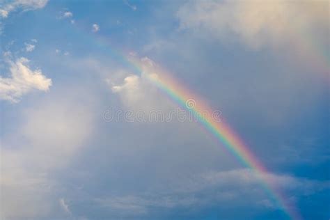 Rainbow Over Cloudy Sky After Raining Stock Photo Image Of Overcast