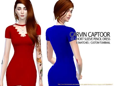 Short Sleeve Pencil Dress By Carvin Captoor At Tsr Sims 4 Updates