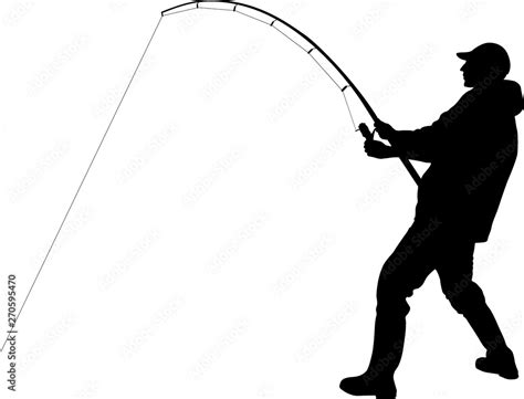Silhouette Of Angler With Fishing Rod Stock Vector Adobe Stock