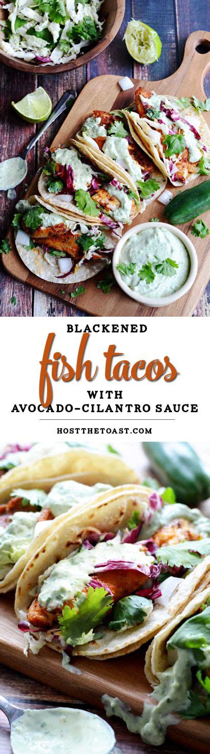 Not up for fruit with your fish? Blackened Fish Tacos with Avocado-Cilantro Sauce - Host ...