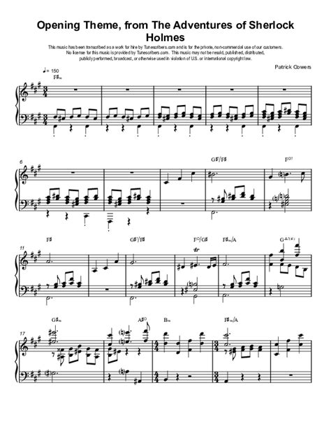 Tunescribers Opening Theme From The Adventures Of Sherlock Holmes