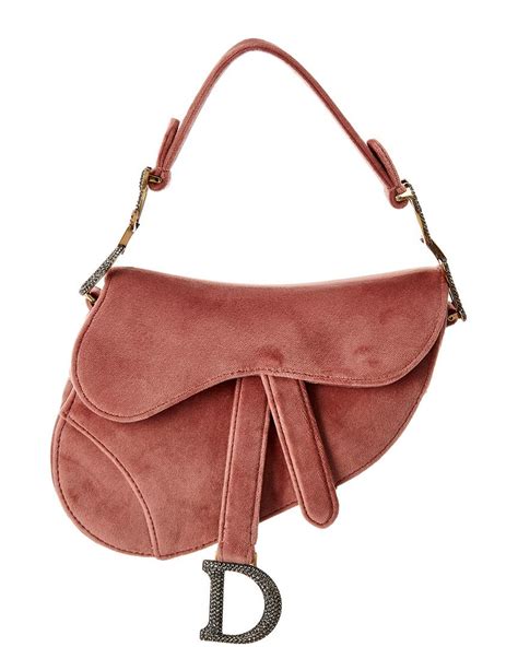 Dior Mini Saddle Velvet Shoulder Bag In Pink Lyst